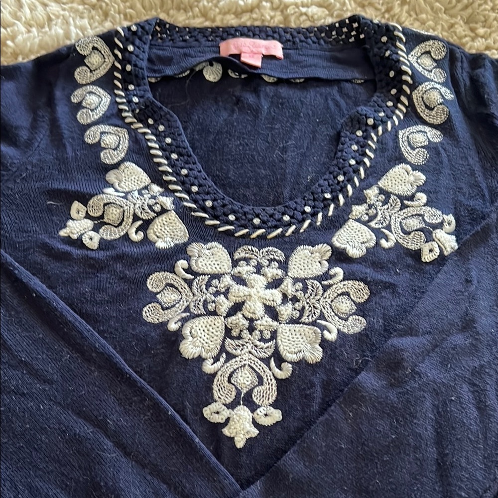 Lilly Pulitzer April Navy Tunic Sweater